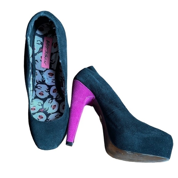 Betsey Johnson Maxean Two Toned Leather Heels 8.5 Marilyn Monroe - Picture 4 of 10